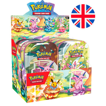 Caja/Expositor Mini Latas Evoluciones Prismaticas sv8.5 Pokemon INGLÉS