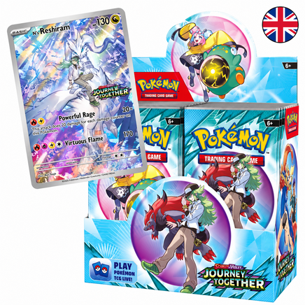 Journey Together Enhanced en inglés — caja abierta con carta promocional N's Reshiram