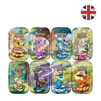 Caja/Expositor Mini Latas Evoluciones Prismaticas sv8.5 Pokemon INGLÉS