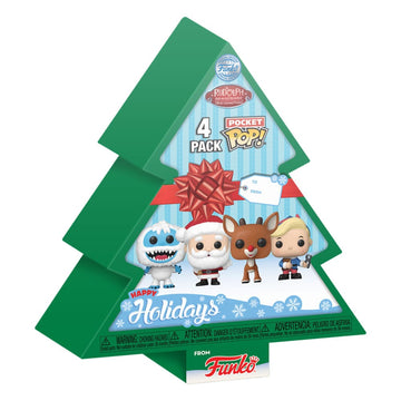 Funko Pocket POP! Rudolph Pack de 4 Figuras - Tree Holiday 4 cm